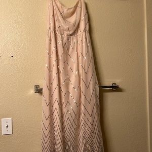 Blush Pink maxi dress with silver sequins